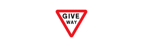 The words Give Way inside a red outlined triangle