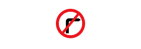 A black line bending at 90 degrees to the right with a red diagonal line through it inside a red outlined circle