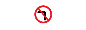 A black line bending at 90 degrees to the left with a red diagonal line through it inside a red outlined circle