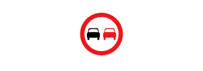 A picture of the backs of a black car and a red car inside a red outlined circle