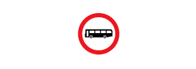 A picture of a bus inside a red outlined circle