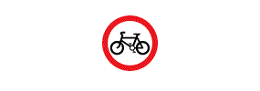 A picture of a bicycle inside a red outlined circle