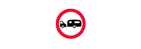 A picture of a car towing a caravan inside a red outlined circle