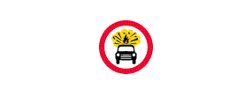 A picture of a car from the front with an explosion above it inside a red outlined circle