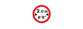 The measurments 2 metres and 6 feet and 6 inches with arrows pointing inwards from the left and right inside a red outlined circle