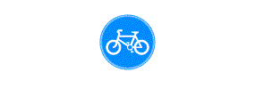 A picture of a bicycle inside a blue circle