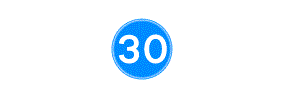The number 30 inside a blue circle