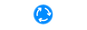 Three arrows forming a clockwise circle within a blue circle