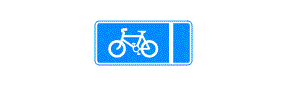 A picture of a bicycle next to a vertical line in a blue rectangle