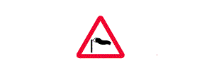 A picture of a wind sock inside a red outlined triangle