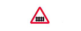 A picture of a fence inside a red outlined triangle