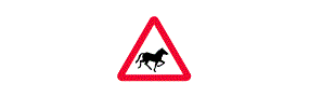 A picture of a horse inside a red outlined triangle
