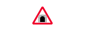 A picture of a tunnel inside a red outlined triangle