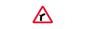 A line that bends to the right with a smaller line sticking out of the larger line and pointing to the left, inside a red outlined triangle