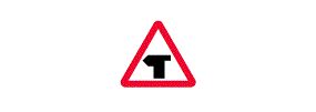 A T shape inside a red outlined triangle