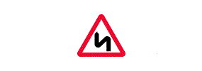A vertical line that bends back on its self and then bends back to vertical inside a red outlined triangle