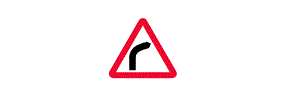 A line that bends to the right inside a red outlined triangle