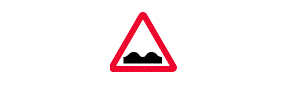 A horizontal line with two humps along it inside a red outlined triangle