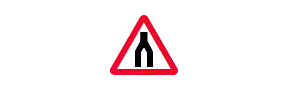 Two vertical lines that merge at the top inside a red outlined triangle