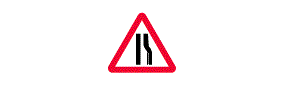 A vertical line, and a vertical line that bends in to the left, at the top inside a red outlined triangle